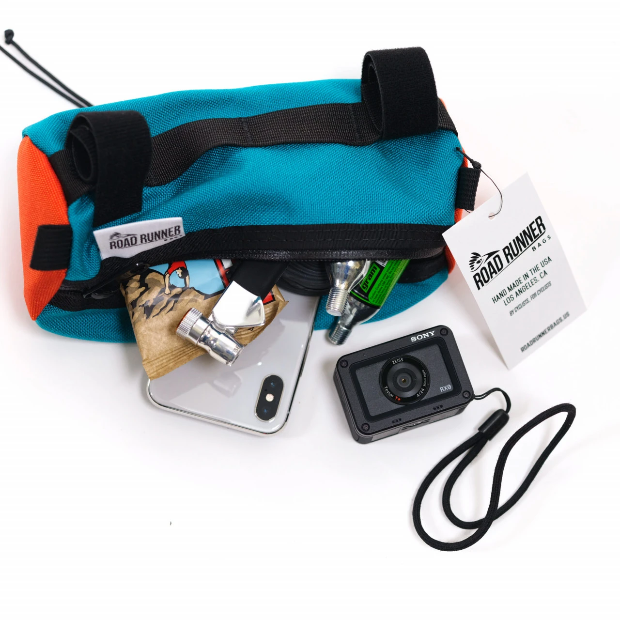 Road Runner Bags Burrito Türkis / Orange Handlebar Bag Frontloader Lenkertasche 7 Road Runner Bags Burrito Türkis / Orange Handlebar Bag Frontloader Lenkertasche – Bild 5